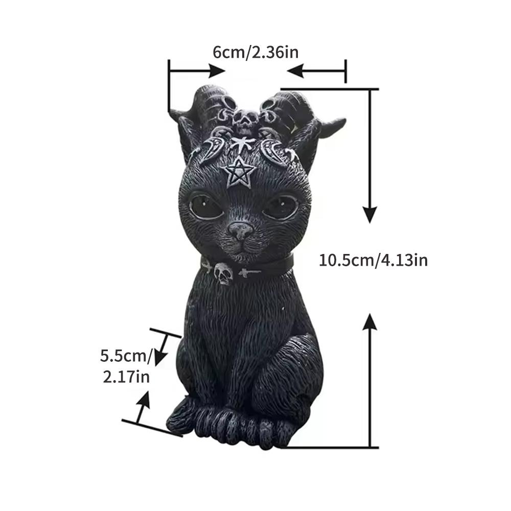 Black Cat Statue Mysterious Cute Cat Witch Cat Figurine Witches Decor Desk Ornament Hand-Painted Sculpture for Halloween 1PC