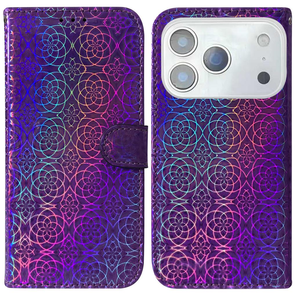 For iPhone 17 Pro Max Stand Case Dazzling Flower Leather Phone Cover with Wrist Strap