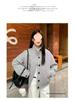 American Retro Gray Wool Blend Stand Collar Jacket - Women's Casual Autumn/Winter Top