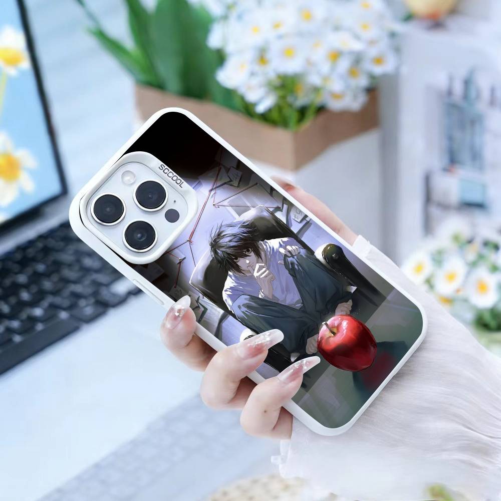 Cool Anime Character Death Note Phone Case For iPhone 16,15,14,13,12,17,Pro,MAX White Matte Shockproof Cover