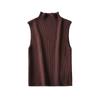 Women Fashion Solid Cropped Knitted Pullover Vest Vintage High Neck Sleeveless Female Chic Lady Tank Tops