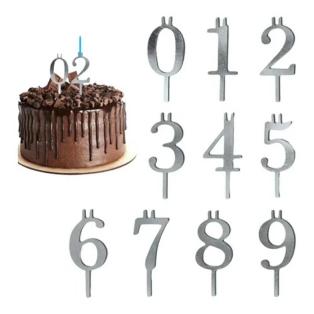 Reusable Number Birthday Candle Holder Set Adjustable Silver Cake Topper Decorations Party Cakes Accessories
