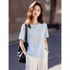 Letter Embroidered Irregular Hem T-Shirt