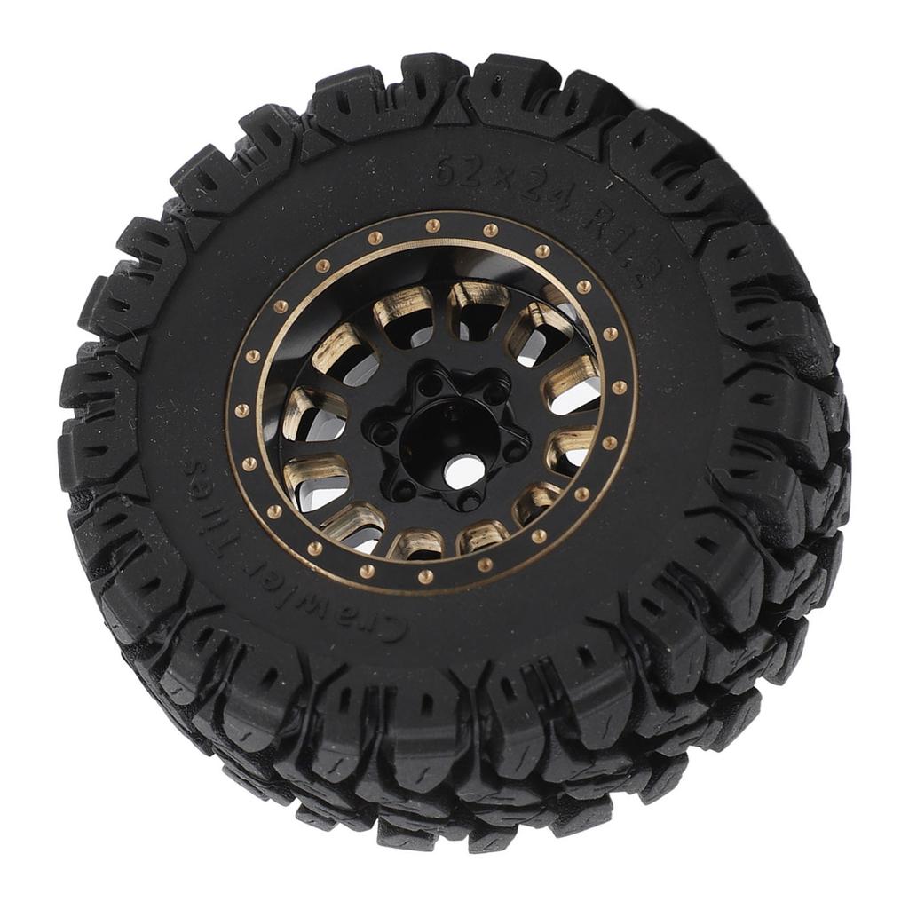 4PCS 1.2in RC Wheel Tires Rubber Brass Rim Superior Traction Enhanced Stability Black for Traxxas 1/18 RC Cars