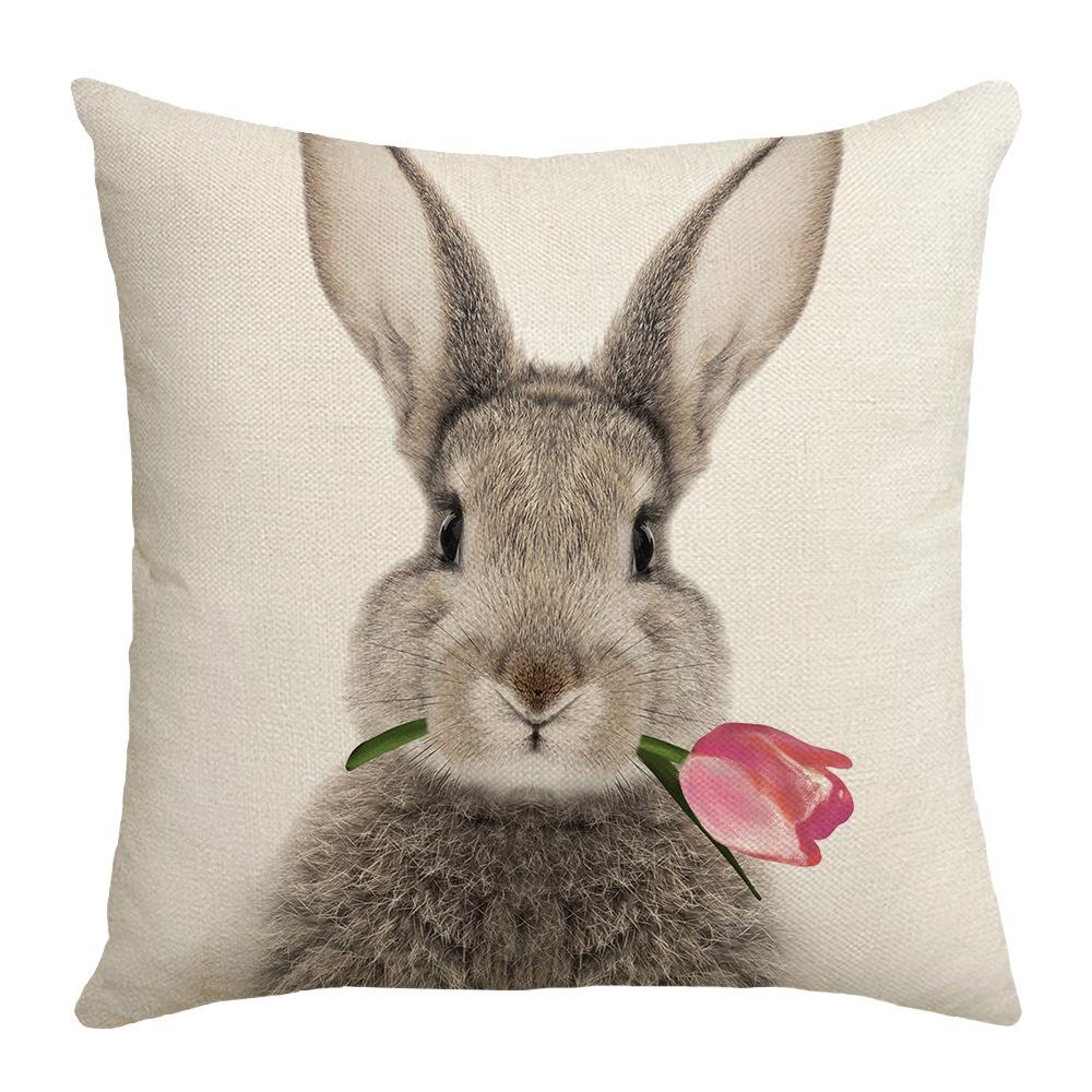 New Easter Pillow Case Cushion Cartoon Rabbit Letter Print Home Sofa Bedside Waist Pillow