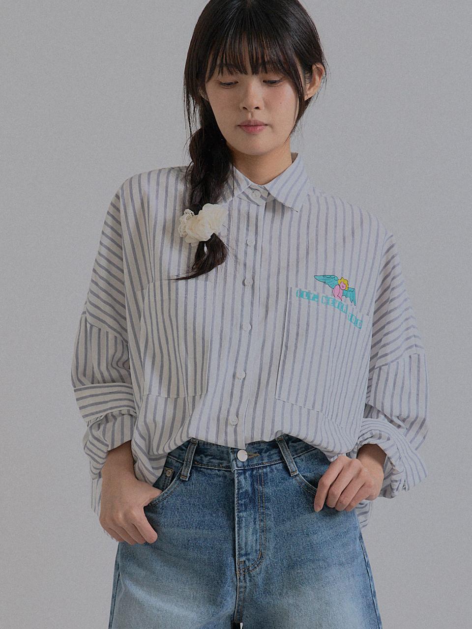 Sorry, Too Much Love Pinstripe Relaxed Drop Shoulder_Ivory Ivory/Free