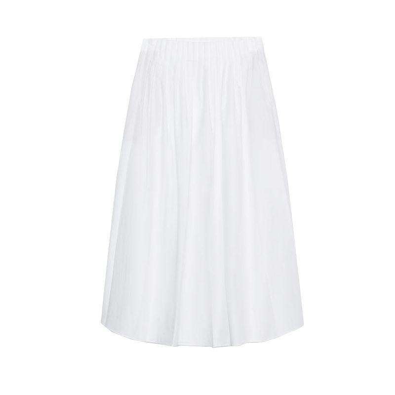 Spring and Summer New Women's Clothing Cotton High Waist A- line Hem Poplin Elegant Midi Skirt Skirt 2731101
