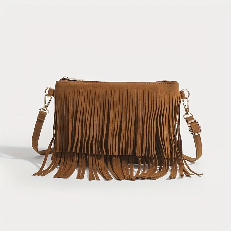 

Graced fringed messenger bag retro flip fur shoulder bag casual women 25*17*1 коричневый
