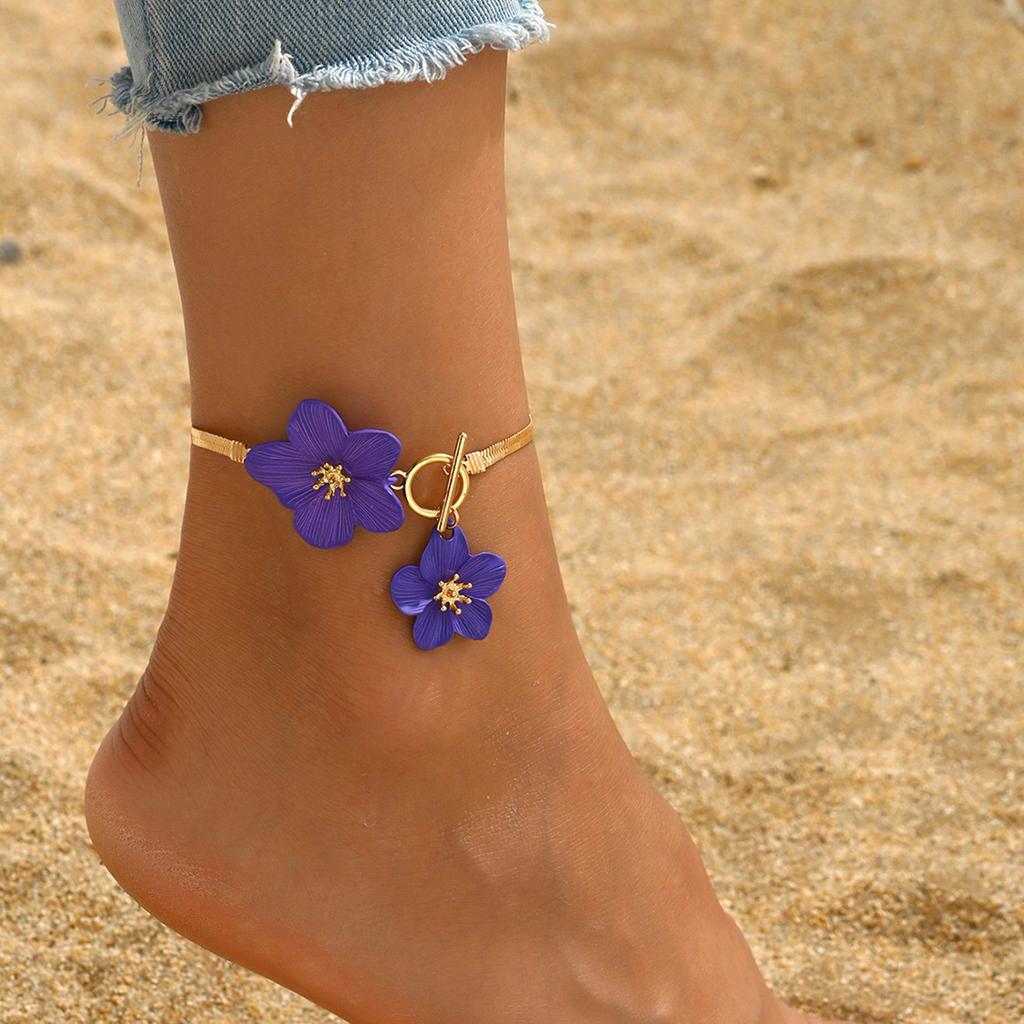 Adjustable Flower Foot Jewelry Versatile Styling for Daily Wear Alloy Chain Secure Closure Beach Vacation Accessory
