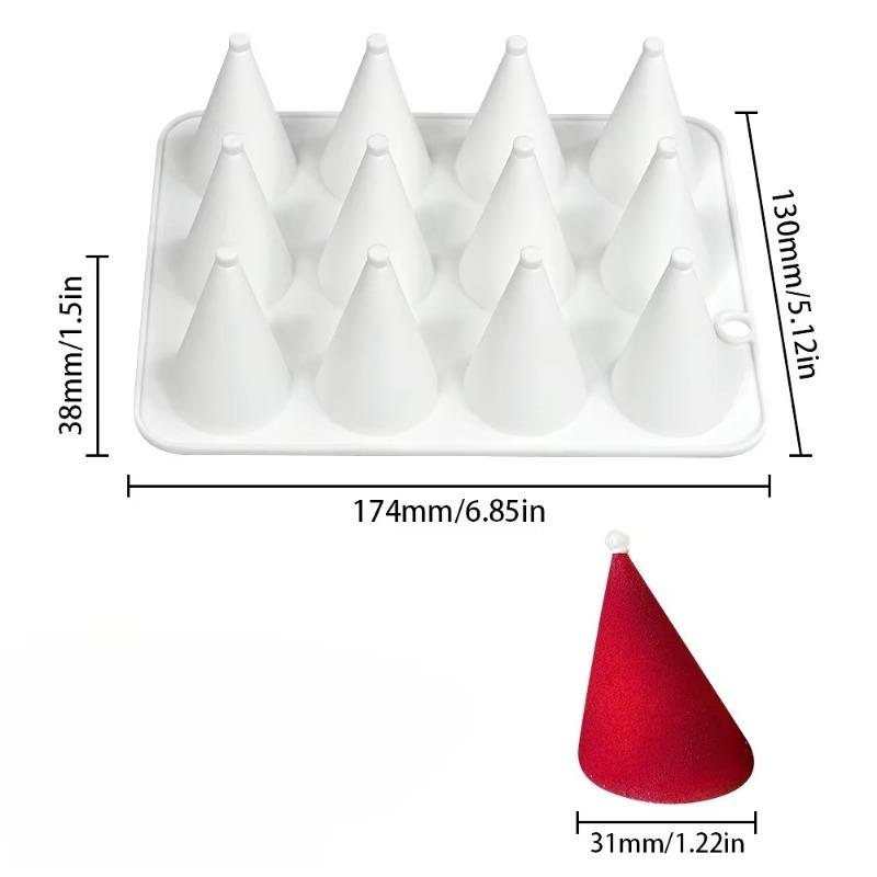 

8/12 Holes Christmas Hat Silicone Mold for Chocolate Fondant Mousse Cake Baking Nonstick Cone Tree Decorating Tool