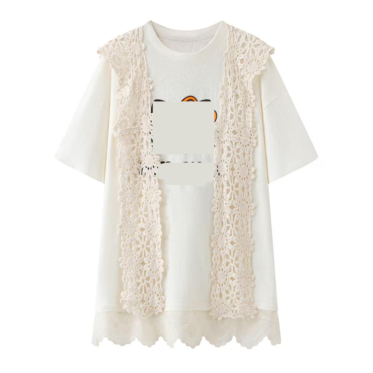 2026 Spring Women s Crochet Hooded Shawl Dress with Cartoon Letter Print Large белый