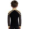 Boys V Neck Long Sleeve Shiny Metallic Color Block Figure Skating Top