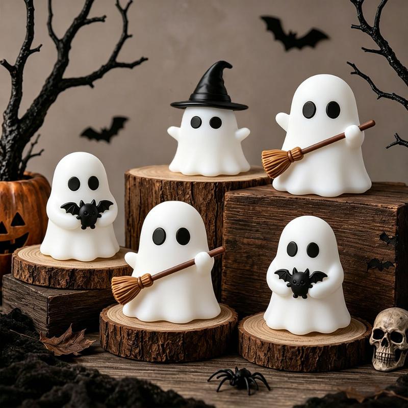 1/3Pcs Halloween Spooky Mini Ghost Statue Glow in Dark Luminous Cute Figurine for Home Desk Party Decoration