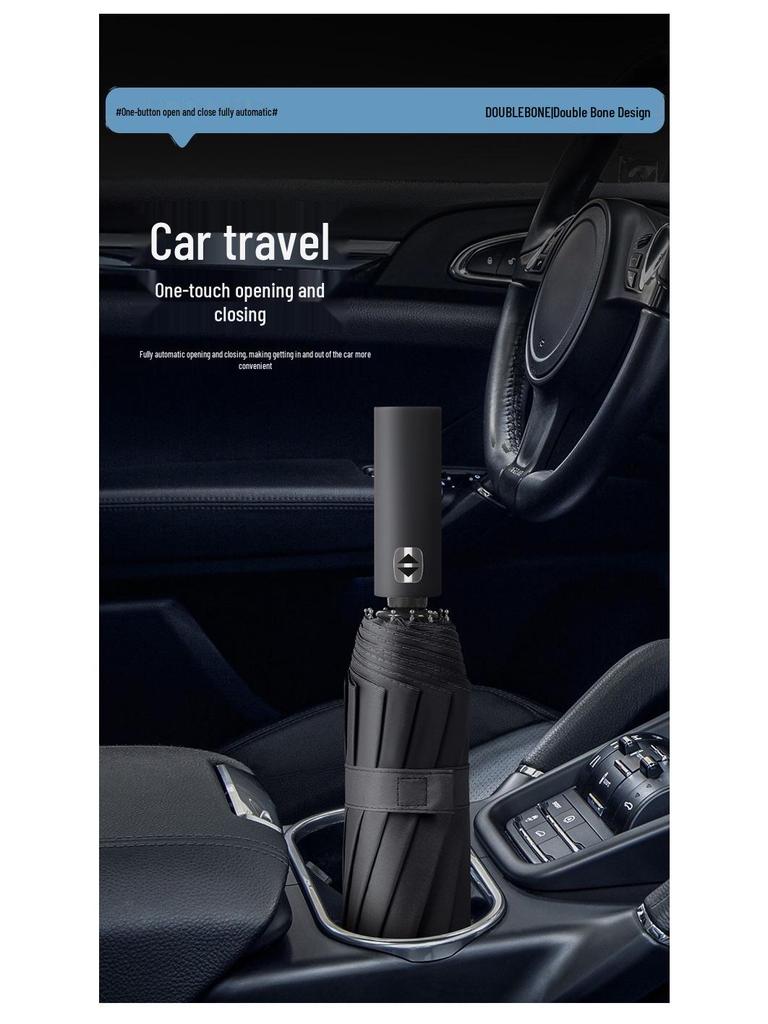 Automatic 60-Rib Folding Umbrella with UV Sun Protection