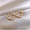 Elegant Four-Leaf Clover Hoop Earrings - Simple, Luxurious Autumn & Winter Design