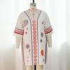 New Large-sized Casual Long Robe with A Charming Seaside Vacation Beach Skirt Featuring Printed Design, Loose V-neck Mid-length Dress