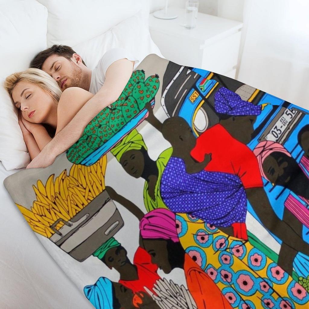 African Marketplace 2 Throw Blanket Luxury Nap Plush Large Blankets
