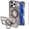 Protective Case - BOOLING - for iPhone 17 Pro - with Sparkling Magnetic Ring - Grey - 2 Glass
