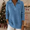 Effen Pullover Lange Mouwen Omgeslagen Kraag Losse Pasvorm T-shirt