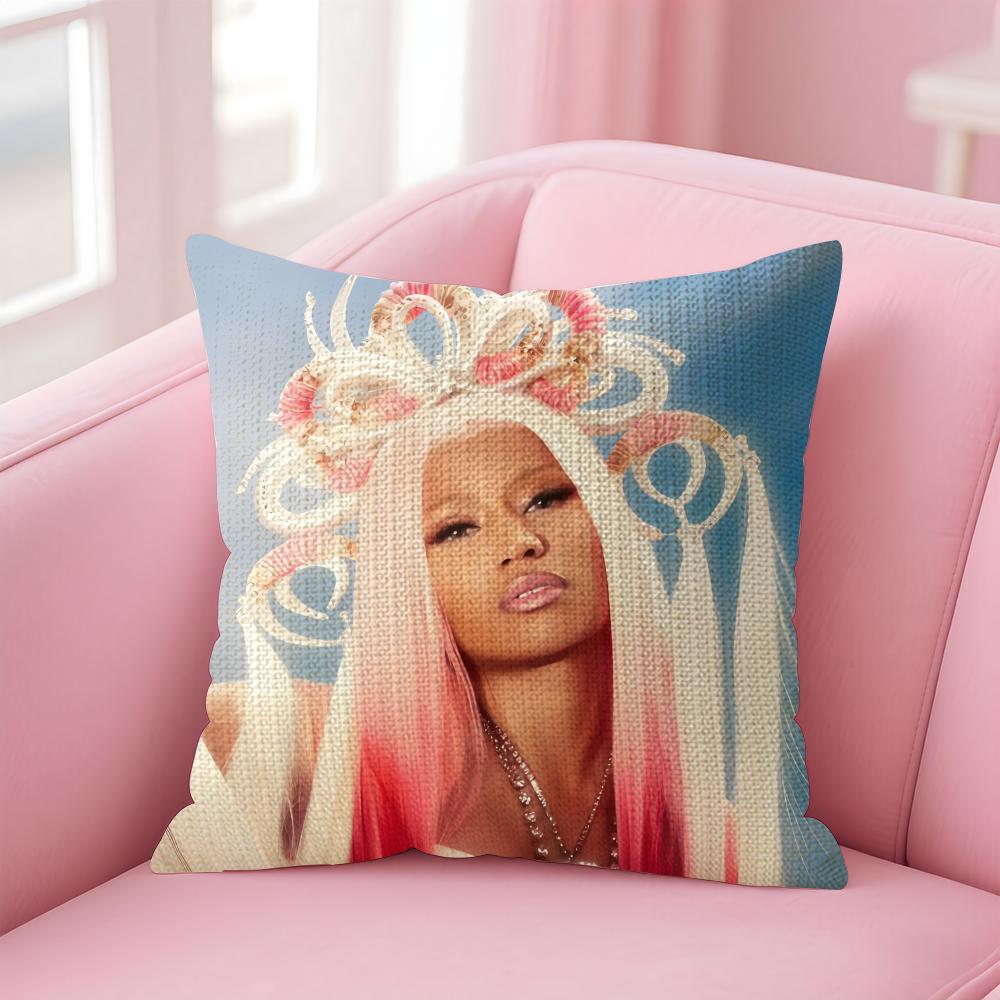 NNicki MinajJ Pink Friday Cushion Cover Natural Linen Pillow Case DoubleSided Print Decorative Sofa Pillowcase Home Decor Gift