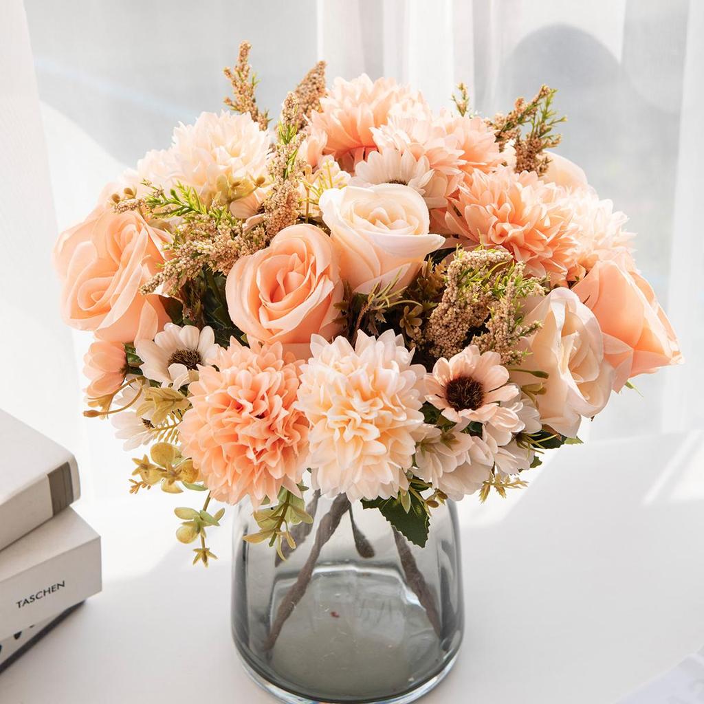 1PC Artificial Flowers Cheap New 's Decoration Wedding Garden Peony Arch Christmas Home Fake Silk Rose Hydrangeas Vase for