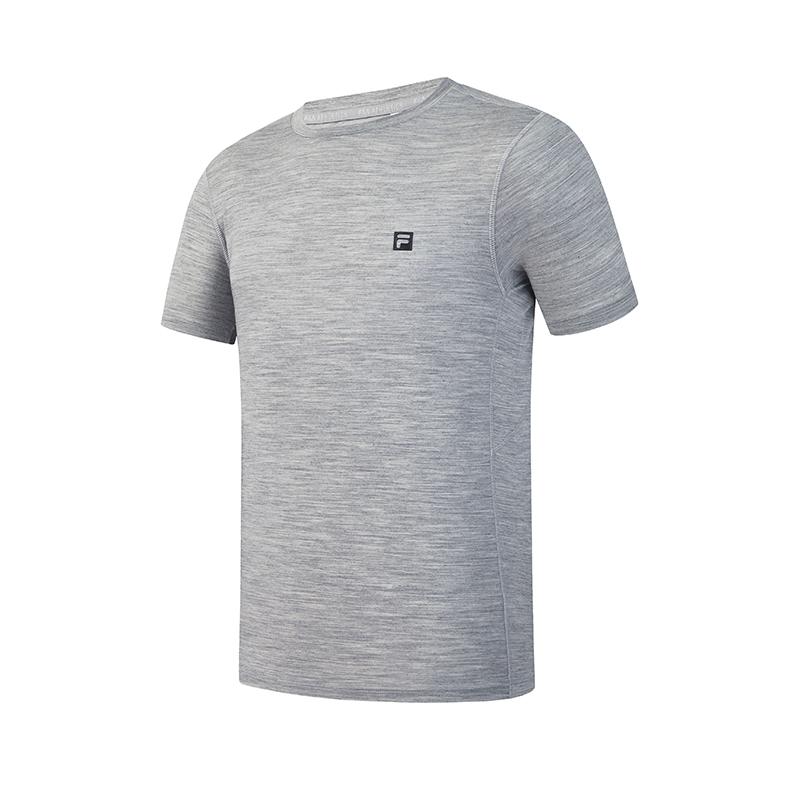 FILA Fitness Simple Sports Training Comfortable Versatile Breathable Short Sleeve T-Shirt Men tops Light-Gray A51M621109FMG M