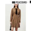 PEACEBIRD Women's A-Line Long Sleeve Shirt Dress