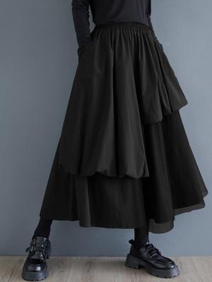 Plus größe Hohe taille vintage Frühling herbst beiläufige lose lange für frau röcke frauen rock