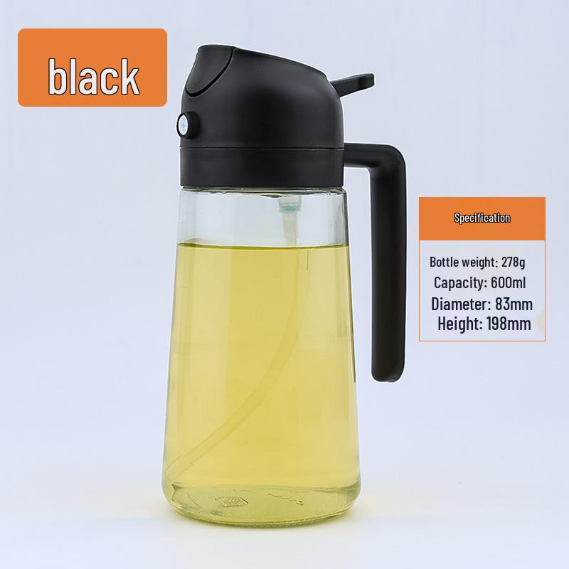 Large Capacity Dual-Use Glass Oil Bottle - Pour & Spray with No-Drip Atomizing Feature for Kitchen.