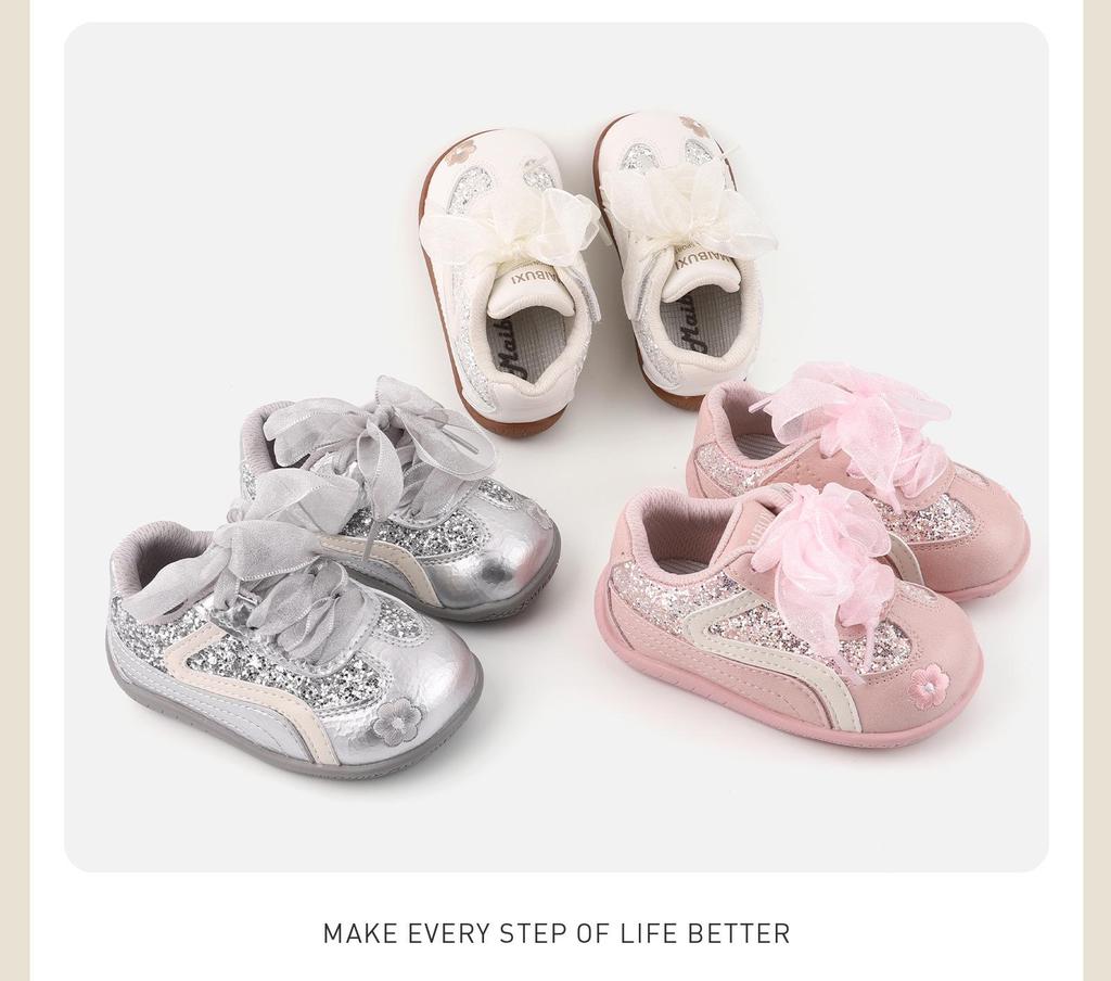 Baby Girl Princess Bow Shoes: Soft Sole Non-Slip Toddler Sneakers for Spring
