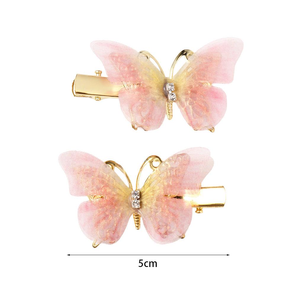 2pcs Colorful Butterfly Hair Clip Set Zinc Zinc Alloy Kids Bangs Clip Cute Korean Style Hairpin  Girls