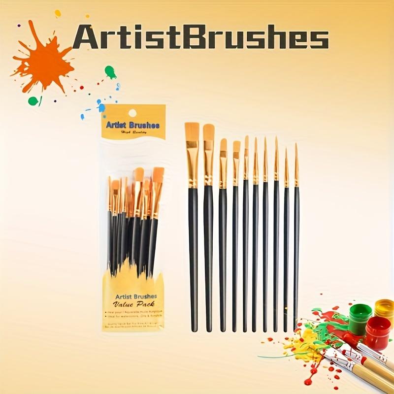 Vibrant Nylon Bristle Paint Brush Set with Durable Plastic Handles - Perfect for Oil, Watercolor, and Gouache Artworks - Multicolor Selection