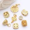Gold-Plated Copper Lotus Pod Spacer Beads & Pendant Charm for DIY Bracelets