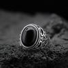Retro Hollow Imitation Obsidian Adjustable Ring