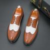 Designer Sapatos Brogues Pontiagudos Masculinos Patchwork Branco Preto Casuais Derby Masculinos Vestido de Casamento Regresso a Casa Formal Calçado de Casamento