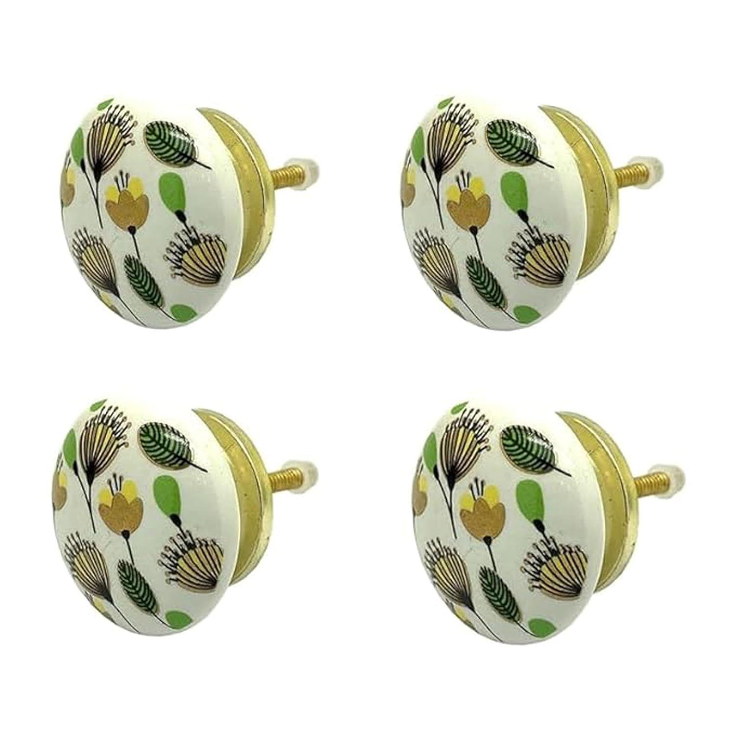 

Ceramic Knobs Drawer Pulls for Cabinets and Cupboards (38mm, Gold Multicolour) - Pack of 4 knobs (Green Forest)