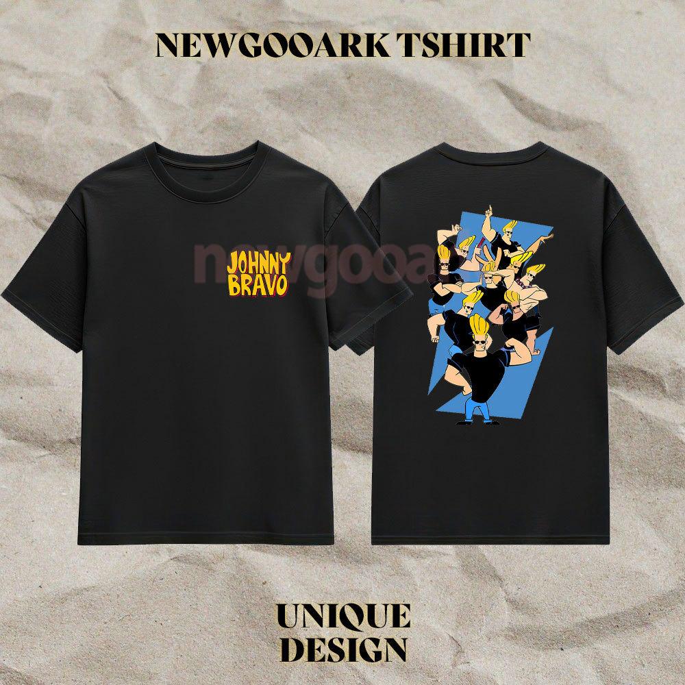 Johnny Bravo Unisex Bawełniane Klasyczne Koszulki z Graficznym Nadrukiem Kobieta Mężczyzna Kreskówka Krótki Rękaw Okrągły Dekolt Codzienne Bawełniane Koszulki Streetwear