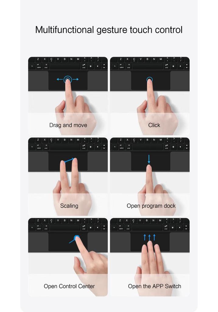 Compatible Bluetooth Magic Keyboard for iPad 11th Gen (A16) and iPad Air 10th Gen (10.9).
