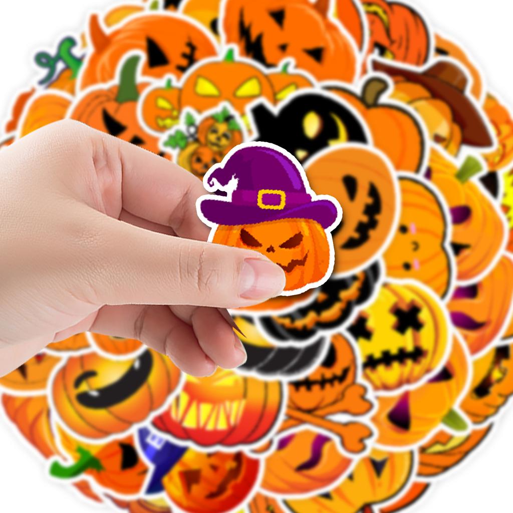50 Halloween Pumpkin Lantern Graffiti Stickers Suitcase Car Laptop Skateboard Waterproof Decorative Stickers