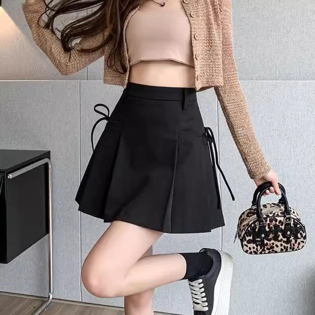 Women s Spring 2026 A-Line Pleated Suit Skirt Outfit for Petite Women Triple Extra Large чёрный