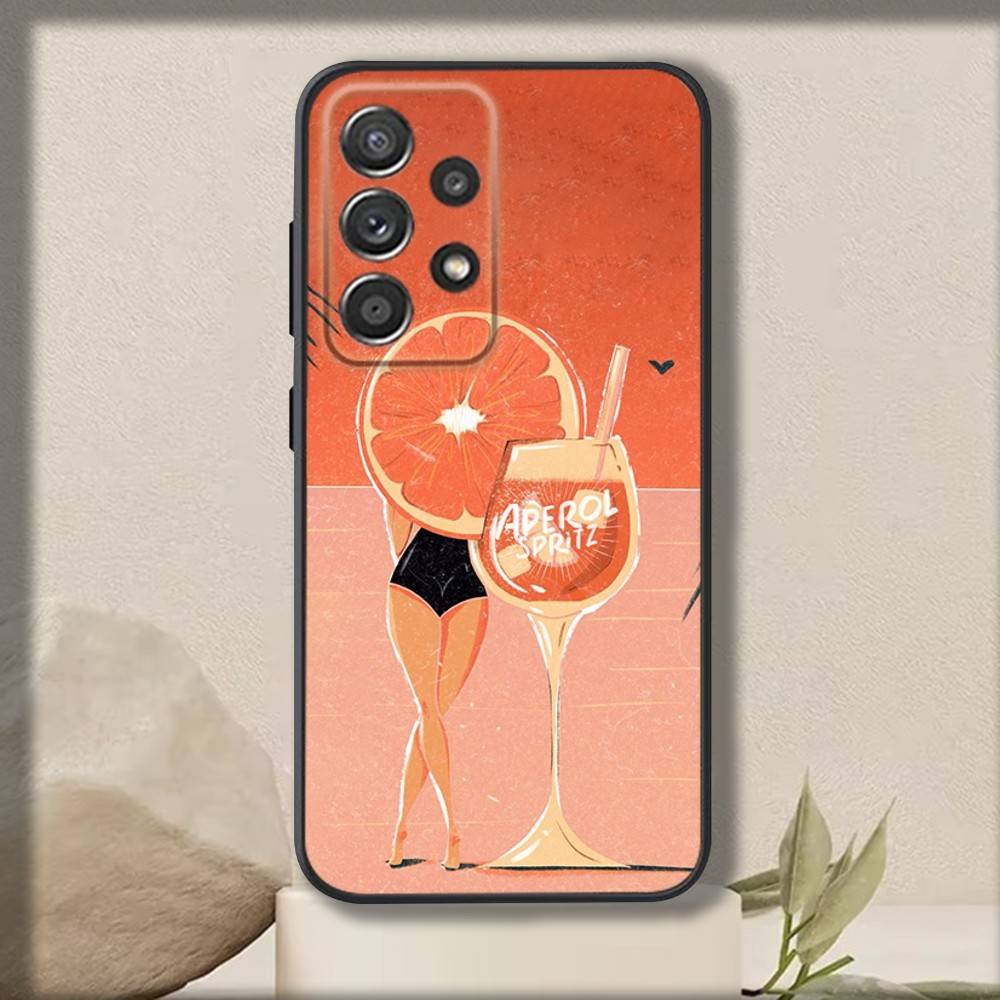 

Art Aperol Spritz Phone Case For Samsung S 25,24,23,22,30,21,10,9,Ultra,Plus,Lite,FE,4,5 G Soft Black Case Samsung S25ULTRA