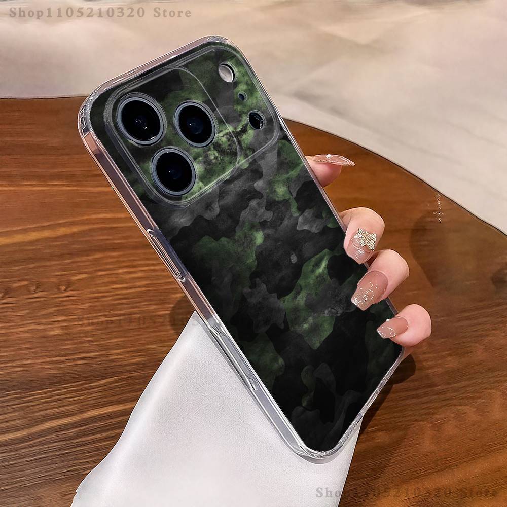 

Military Pattern Camouflage Phone Case iPhone17 16 15 14 13 12 11 Pro Max Plus Mini Clear Full Back Cover Silicone Soft Shell iPhone12