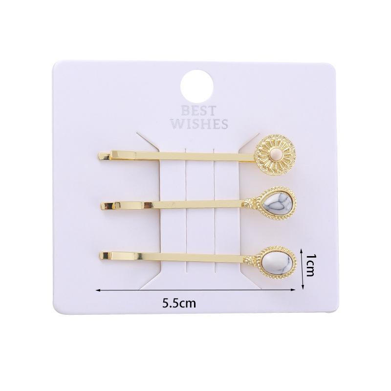 2/3/6Pcs Chinese Style Turquoise Set:Square Heart Flower Drop Blue Turquoise White Turquoise Hairpin Accessories