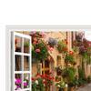 Decorative Vinyls for Fake Windows, Removable Floral Design, Dreamy Landscape to Beautify Walls