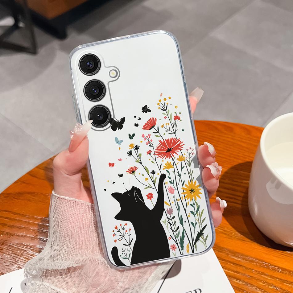 Case For Samsung Galaxy S25 FE Plus Ultra Clear Painted Flowers Back Cover For Samsung S 25 Ultra Soft Shockproof Phone Cases