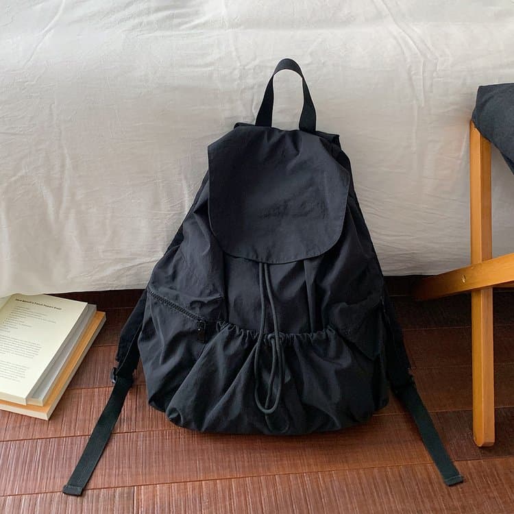 Drawstring nylon backpack women s large capacity backpack