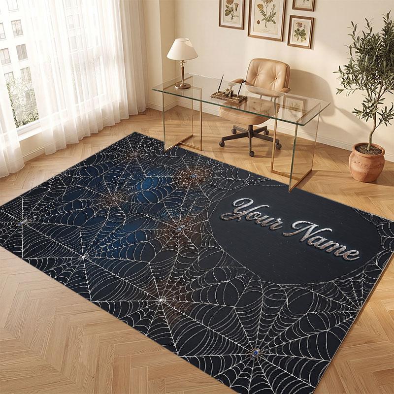 Decorative Artwork Theme Crystal Velvet Floor Rug Personalized Custom Name Text Warm Carpet Home Decoration