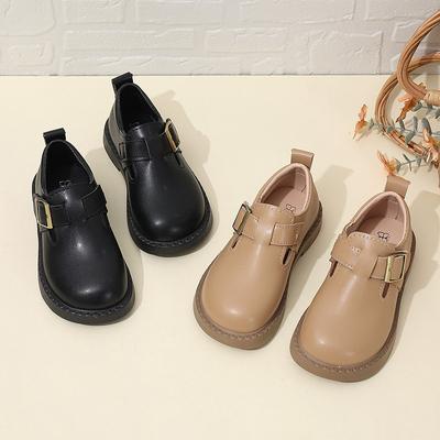 Korean Retro Girls Leather Shoes British Style Children Soft-soled Princess Shoes Non-slip Shoes
