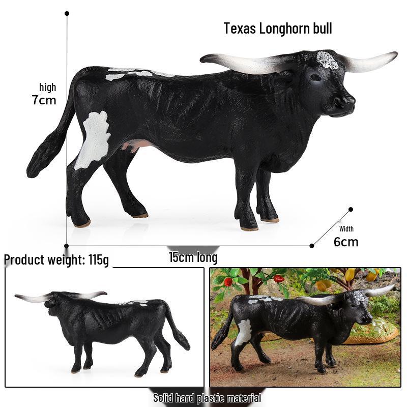 Children's Cognitive Animal Model Toy: Yellow Cow, Buffalo, Rhinoceros, Zebu, Bison, Bull Figurine.