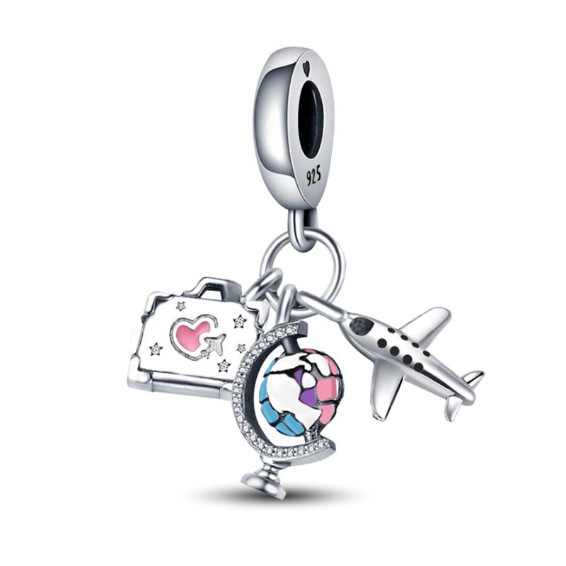 925 Sterling Silver Love Heart Flower Four Leaf Clover Turtle Charms Beads Fit for Bracelets DIY Fine Jewelry Gift